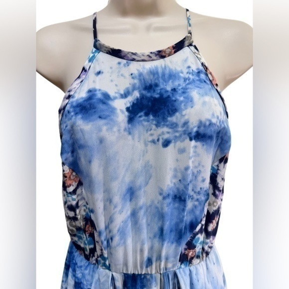 Rebecca Taylor Blue White Cloud Halter Silk Dress - Picture 4 of 9